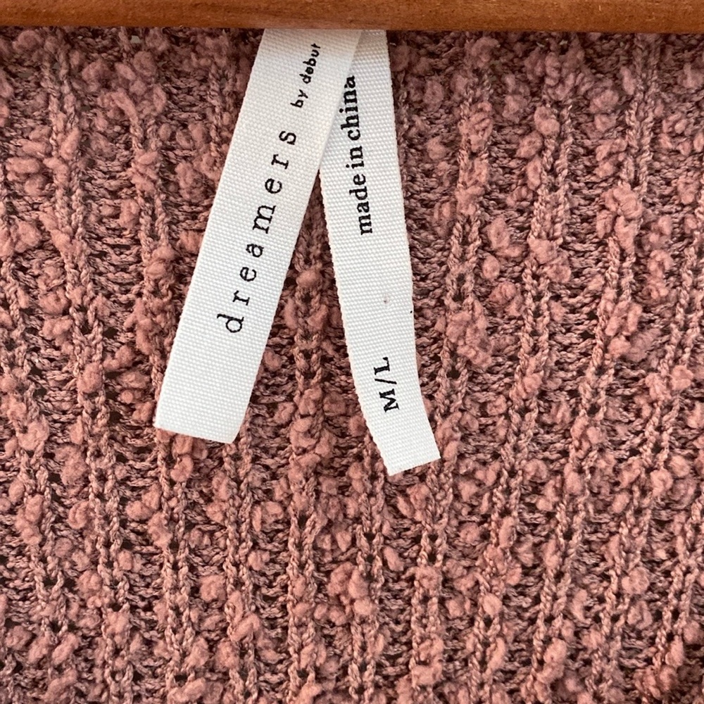 Dreamers Pink V-Neck Sweater Relaxed Fit - Picture 2 of 5